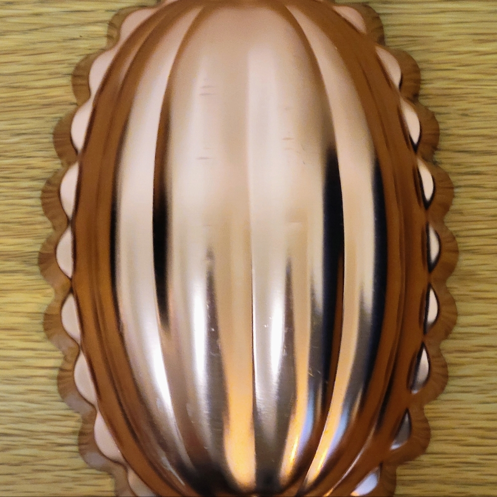 Vintage Copper Fluted Half Melon Jello Mold scalloped wall decor kitchen hanging - Picture 5 of 5